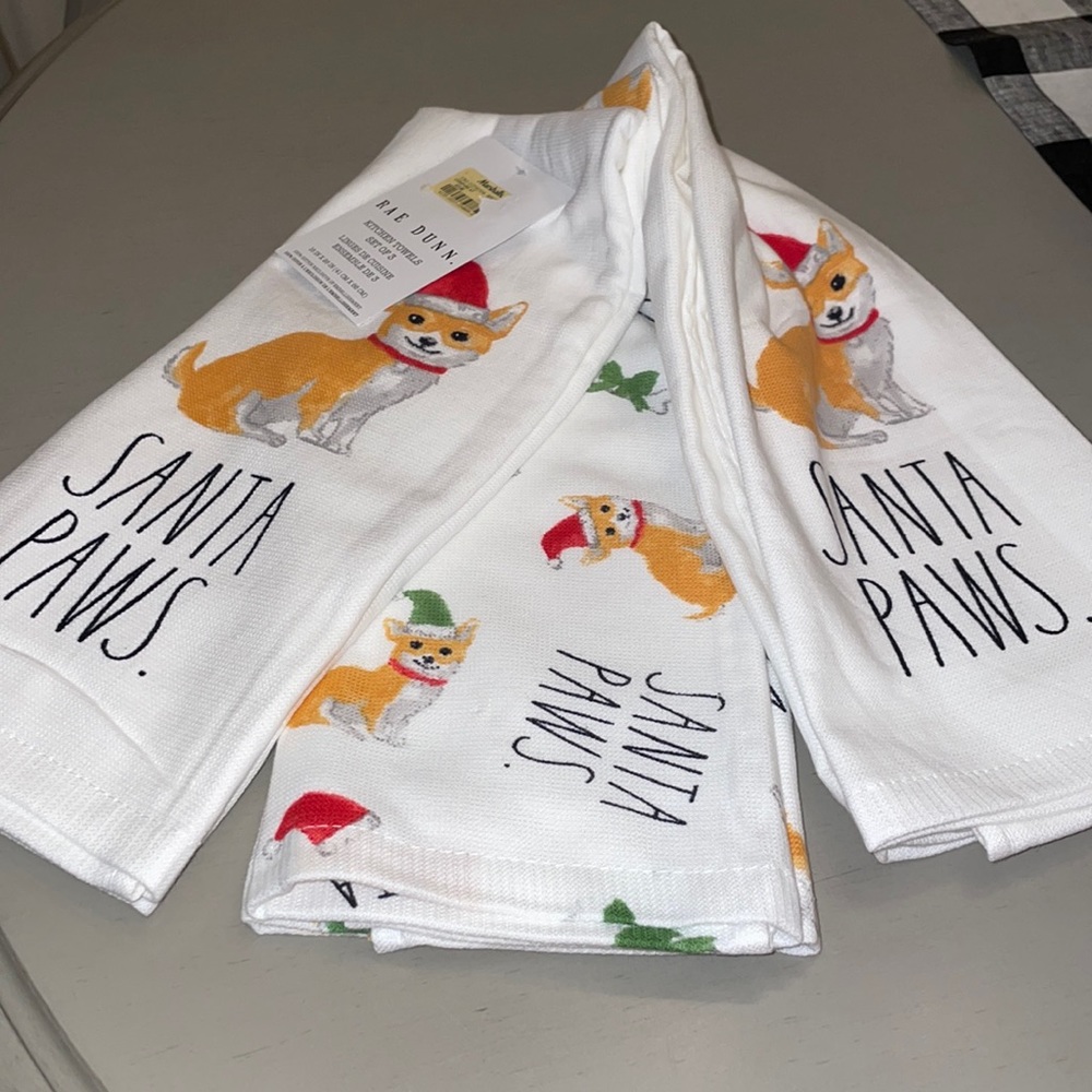 Rae Dunn Santa Paws Kitchen Towels